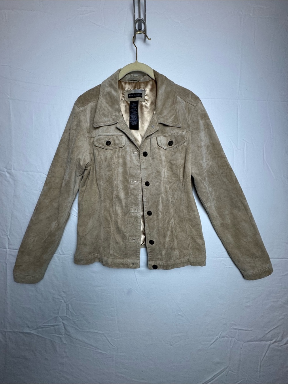For Joseph Beige Soft Suede Button-Front Jacket Medium - Has Flaw